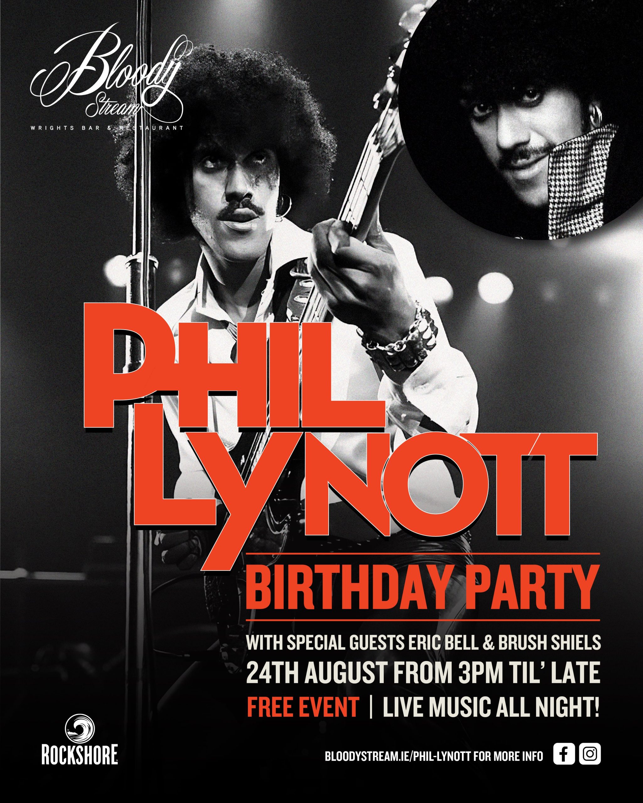 Phil Lynott Birthday Party poster with event details
